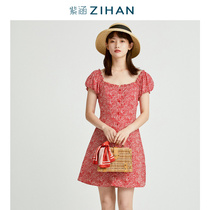 Special Clearance Zihan summer womens short sleeve dress gold ideas red hot stamping A- line dress temperament long dress