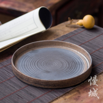 Coarse Pottery Dry Foam Bench Round Storage Type Tea Tray Mini Home Big Pot Bearing Day Style Handmade Ceramic Tea Table Tray