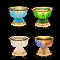 Yuantong Buddha supplies Eight auspicious offering cup Pure copper gilt glass tribute bowl Eight treasures Eight offering bowl Water cup enshrined in front of the Buddha