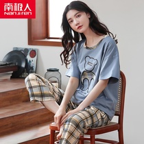 Sleepwear Women Summer Short Sleeves Pure Cotton Summer 2022 New Summer Ladies Spring Autumn and two suit Home Suits Home