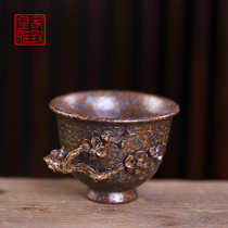 Antique handmade Chai beakers natural gray plum blossom Cup creative ceramic kiln change Tea Cup Master Cup single tea cup