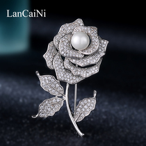 Brooch brooch pin Korean cute rose simple luxury atmosphere high-end wild cardigan crystal accessories for women