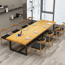 Solid wood conference room workbench negotiation table and chair computer table large desk simple modern training long table