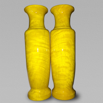 A pair of gold silk Nanmu vases full of water ripples flower arrangement solid wood crafts home ornaments