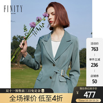 FINITY womens winter wear new lace-up waist slim womens blazer long Korean professional top