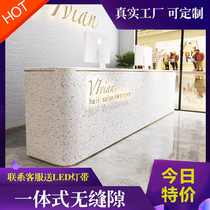 Imitation quartz stone marble front desk curved paint reception desk fashion cashier company hotel office reception table