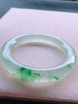 Myanmar natural A goods Laokeng jade jade bracelet high ice glass floating flower girl fine clause Yang green jewelry