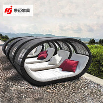 Outdoor Lying Bed Novelty Hotel Villa Beach Lazy Cottage Slazy Sofa Pool Creative Round Bed Outdoor Furniture