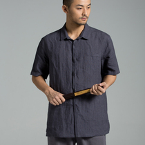 Ciyuan Chinoiserie shirt spring summer collar vintage loose shirt short sleeve top mens shirt 60502