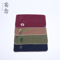 Delusional tea set Linen hand-painted rectangular small tea mat Pot mat Vintage tea towel Insulation mat Japanese tea tablecloth Jie Fang