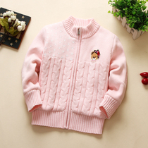 Korean childrens clothing autumn and winter girls cotton plus velvet thick zipper sweater childrens warm cardigan coat baby jacket