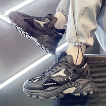 Leisure sports wild dad trendy shoes wear-resistant Net red ins mens shoes pine cake bottom m2k Black Samurai increased spring and autumn