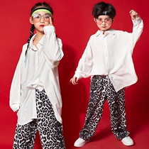 Men and women children White shirt thin sunscreen street dance hanging shirt show Hip Hop loose performance jazz dance suit