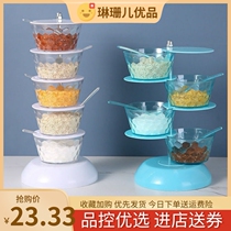 Rotating multilayer seasoning case glass seasoning case multifunction multi-lattice seasoning case one-piece Dogg upper and lower level