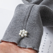 Girls bottom pants integrated with suede autumn and winter style 2021 new children thickened warm outside wearing foreign air long pants damp