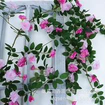 Simulation roseflower Vine rose vine fake flower rattan air conditioning tube decorative flower vine winding wall plastic flower cover