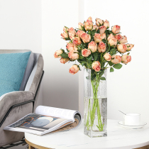 Single rose simulation flower indoor living room decoration dry flower decoration fake bouquet desktop TV cabinet decoration floral art