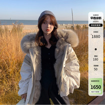 2022 - Winter new imported fox fur can be removed young medium - long pie overcome female cap coat coat