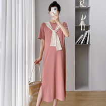 Pregnant Woman Summer Dress Superior Sense Long Dress 2022 New Summer Short Sleeve Dress Big Code Loose Fashion Boomer Dress
