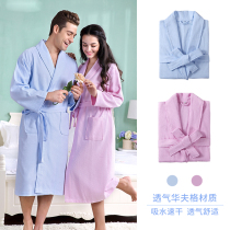 Bathrobe Unisex Pure Cotton Waffle Four Seasons Hotel Beauty Salon Sleeping Robe Water Absorption Speed Dry Men's Couple Pajamas Spring Summer Autumn