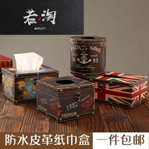 European style retro tissue box home restaurant living room coffee table cute cylinder simple creative American paper