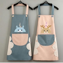 Erasable hand waterproof oil-proof apron female male home to work Fashion Korean kitchen cooking coat summer thin model