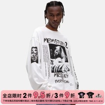 MEDM21fw long-sleeved T-shirt mens trendy brand graffiti printed clothes trend hip-hop street off-the-shoulder couple tops