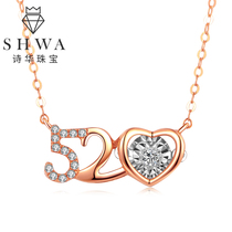 Poetry Hwa Jewelry 520 Diamonds Necklace Woman Real Diamond Rose Gold Hearse Diamond Pendant Color Gold Frivolous Bone Chain K Gold Sleeve Chain