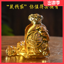 Special price yellow crystal copper money money bag lucky ornaments home decoration Nafu transfer mascot opening gifts