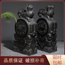 Stone carving door pier holding drum stone Qingshi Pixiu Lion elephant Antique villa household door a pair can be customized