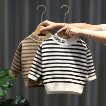 Boys sweater autumn winter clothes 2020 new foreign baby half high neck knitwear baby striped wool clothes