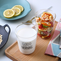 Glass water cup Simple glass juice cup Creative breakfast cup High temperature high borosilicate lead-free glass