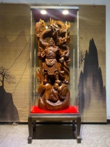 Hot selling spot African flowers Pears wood Kulong Guan Kung Wu Caiguan II Masters statue wood carvings Carved Handicraft Root Carving