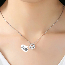  Lao Feng Xiangfu Platinum necklace Female PT950 Clavicle platinum necklace with diamond pendant Valentines Day Gift