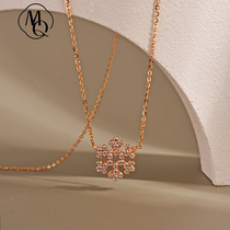 18K color gold snowflake necklace 2021 new womens light luxury niche gold design sense clavicle chain pendant