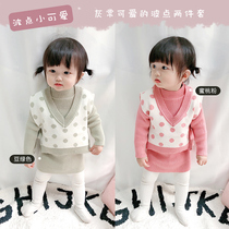 Net red suit foreign girl Autumn dress new celebrity suit baby autumn and winter two-piece one-year-old girl clothes