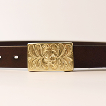 Men and women fit 2 9 bandwidth autumn new fashion business belt handmade belt carved pure brass tanning leather