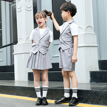 Kindergarten Garden Suit Summer Clothing Inglém Wind Children School Uniform Skirt Summer Banfu Horse Chia Three Suit Elementary School Kids Class Clothes