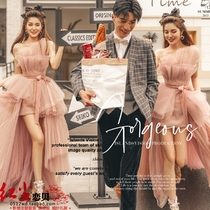 Movie House Themed Clothing Color Yarn New Street Pat Brigade Shooting Front Short Rear Long Wedding Dress Lovers Outscene Photo Writing True Gown