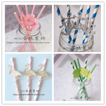 Cake decorated with four - leaf cherry blossoms Flamingo Marine straw creative dessert decoration decorated 10 decorations