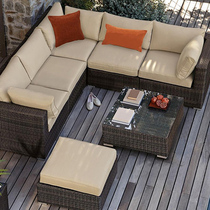 Outdoor furniture sofa combination corner leisure balcony outdoor rattan garden terrace courtyard living room rattan rattan rattan art