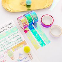 Small fresh laser INS rainbow film Laser gradient washi tape Cool color hand book diary decorative material tool diaBE girl heart waterproof film set Cute sticker tape