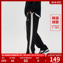 FPA side webbing straight trousers Guochao brand trend all-match black American spring and autumn loose casual pants men