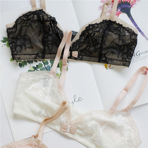 European and American girl bra ultra-thin lace sexy no steel ring mesh breathable home small chest transparent simple summer