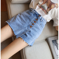 High-waisted denim shorts womens summer 2020 New loose slim Joker irregular wide leg pants skirt women