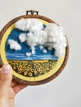Natural style handmade hot sale 3D three-dimensional cloud landscape embroidery A material bag with 10CM retro embroidery jump