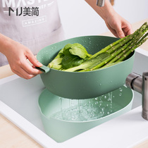 Asphalt basket kitchen dish double layer wash basket fruit basket for houseFruit disk creatively modern living room fruit disk blue