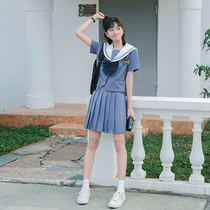 Mercury spot orthodox line jk uniform skirt womens Seaman suit Japanese soft sister pleated skirt college style set