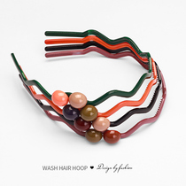 South Korea sweet girl candy color flower hair card with tooth hair hoop head jewelry wave pressure hair band Net red head hoop