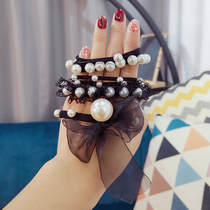 Net red lace bow rope female Net red ins tie head rubber band tie ball pony tail high stretch hair accessories